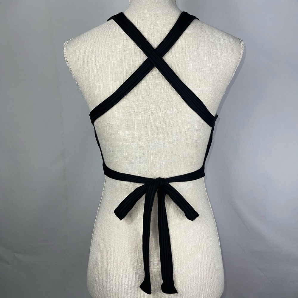 black open back cross cross top